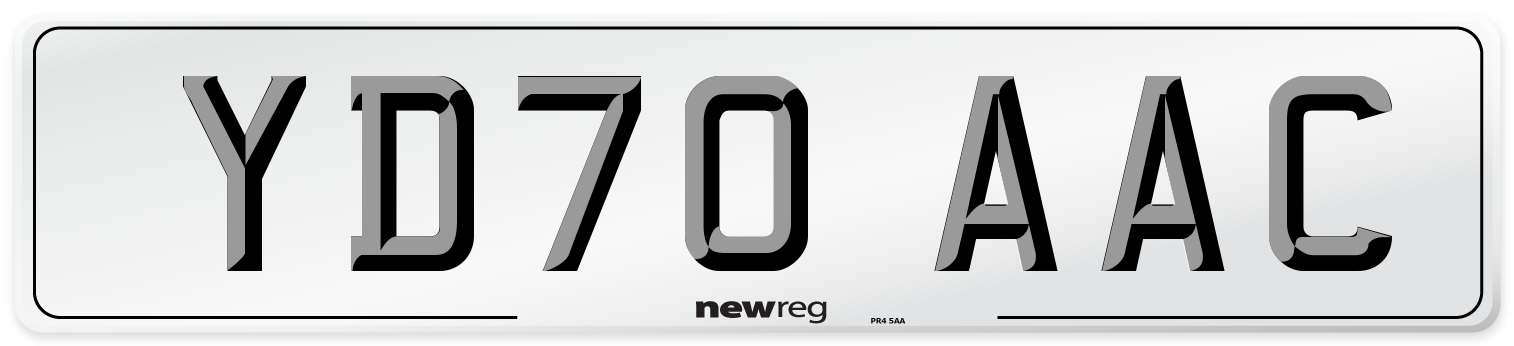YD70 AAC Number Plate from New Reg